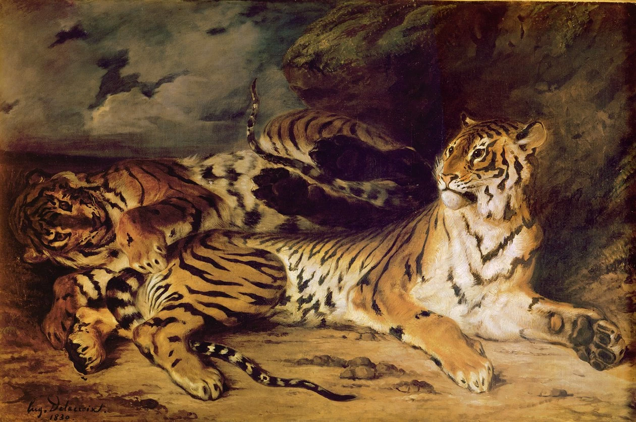 Una giovane tigre che gioca con sua madre - Louvre, Paris